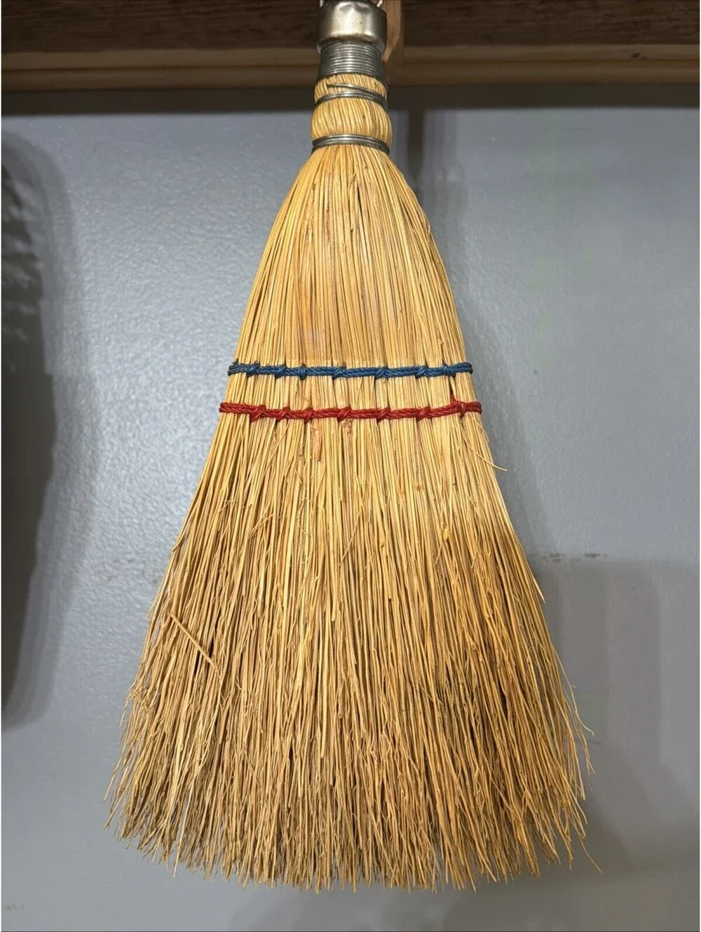 Vintage Whisk Broom Natural Straw Hand Brush Metal Cap Primitive Farmhouse Decor